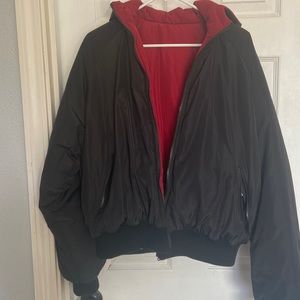 Puffy reversible hooded jacket